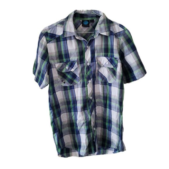 🌸Burnside Men's Multi-Color Button Down Short Sleeve Shirt with Pockets - Picture 1 of 5